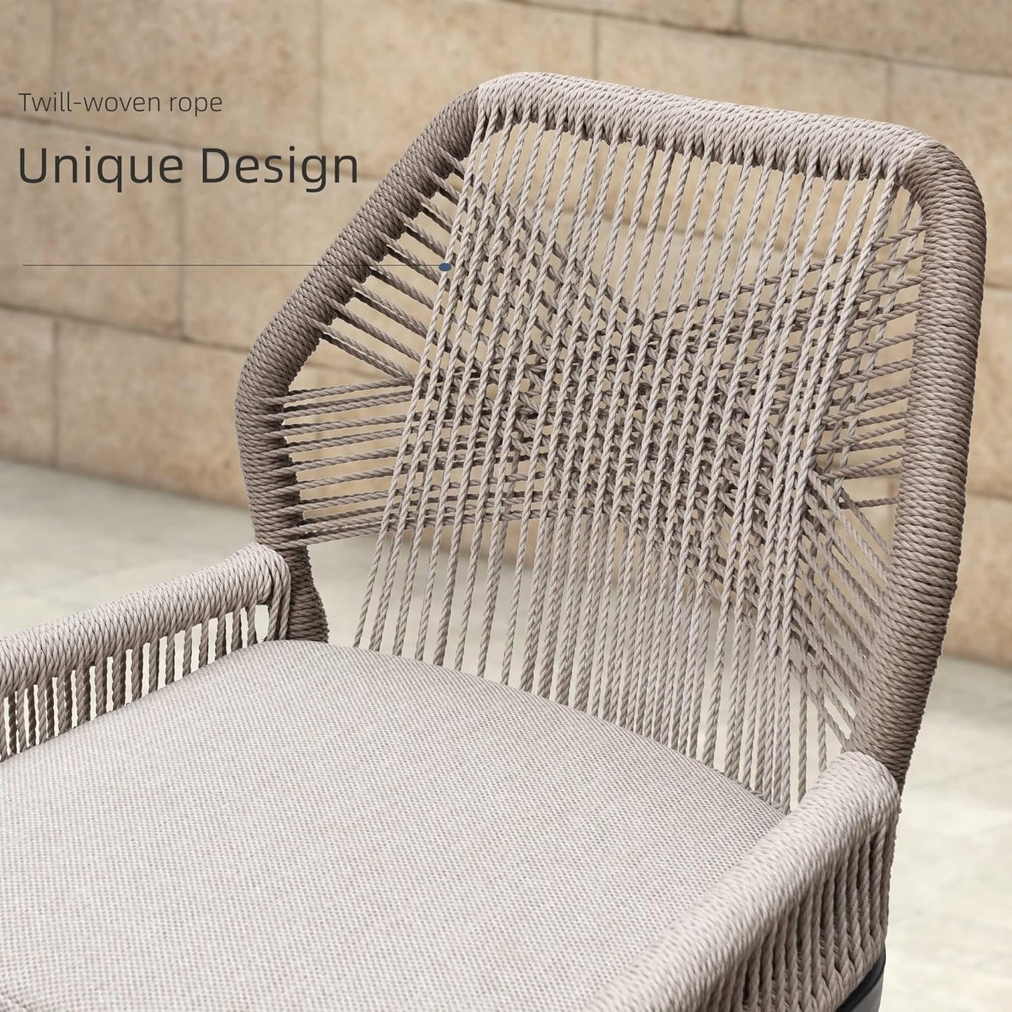 Rattan Barstools Set of 2 Outdoor Chairs with Backrest Dark Grey Classic NEW