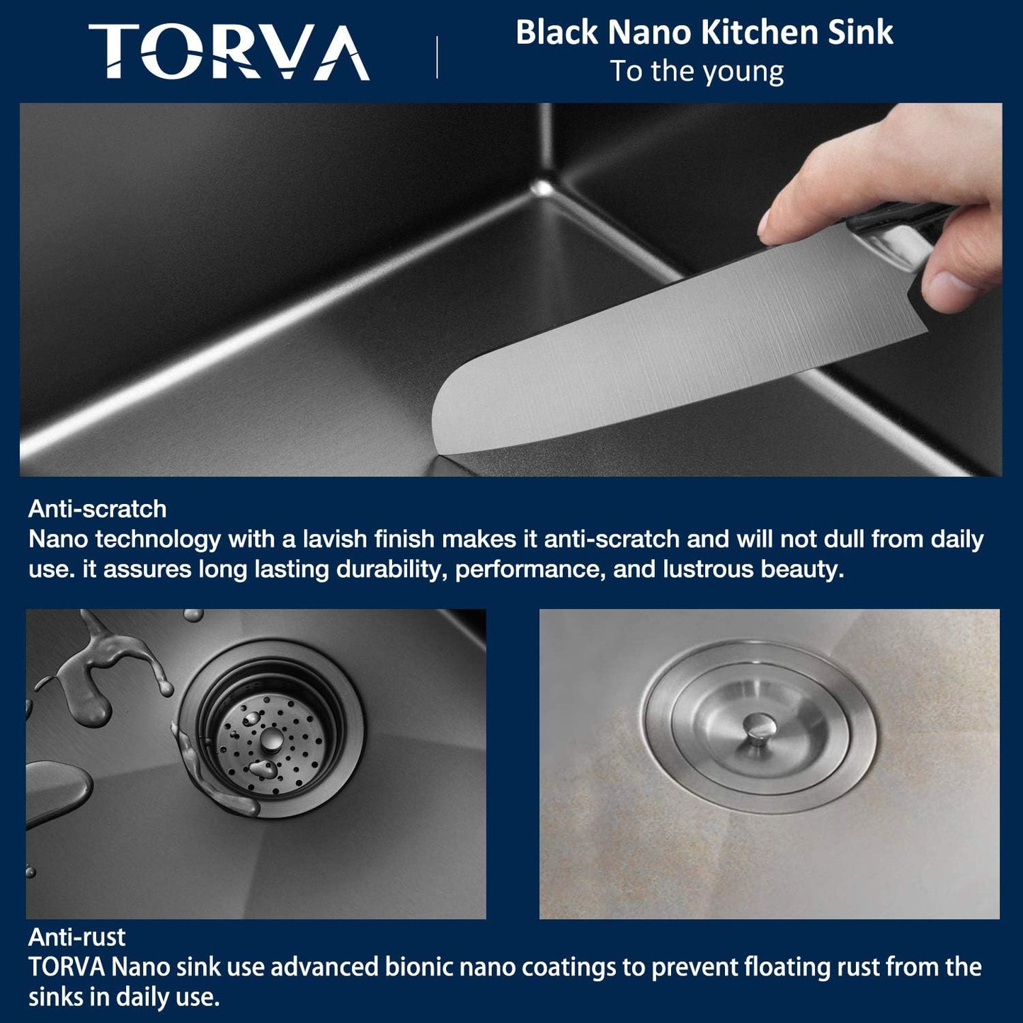 TORVA 44 x 48 23 CM Undermount Stainless Steel Kitchen Sink for Modern DEMO