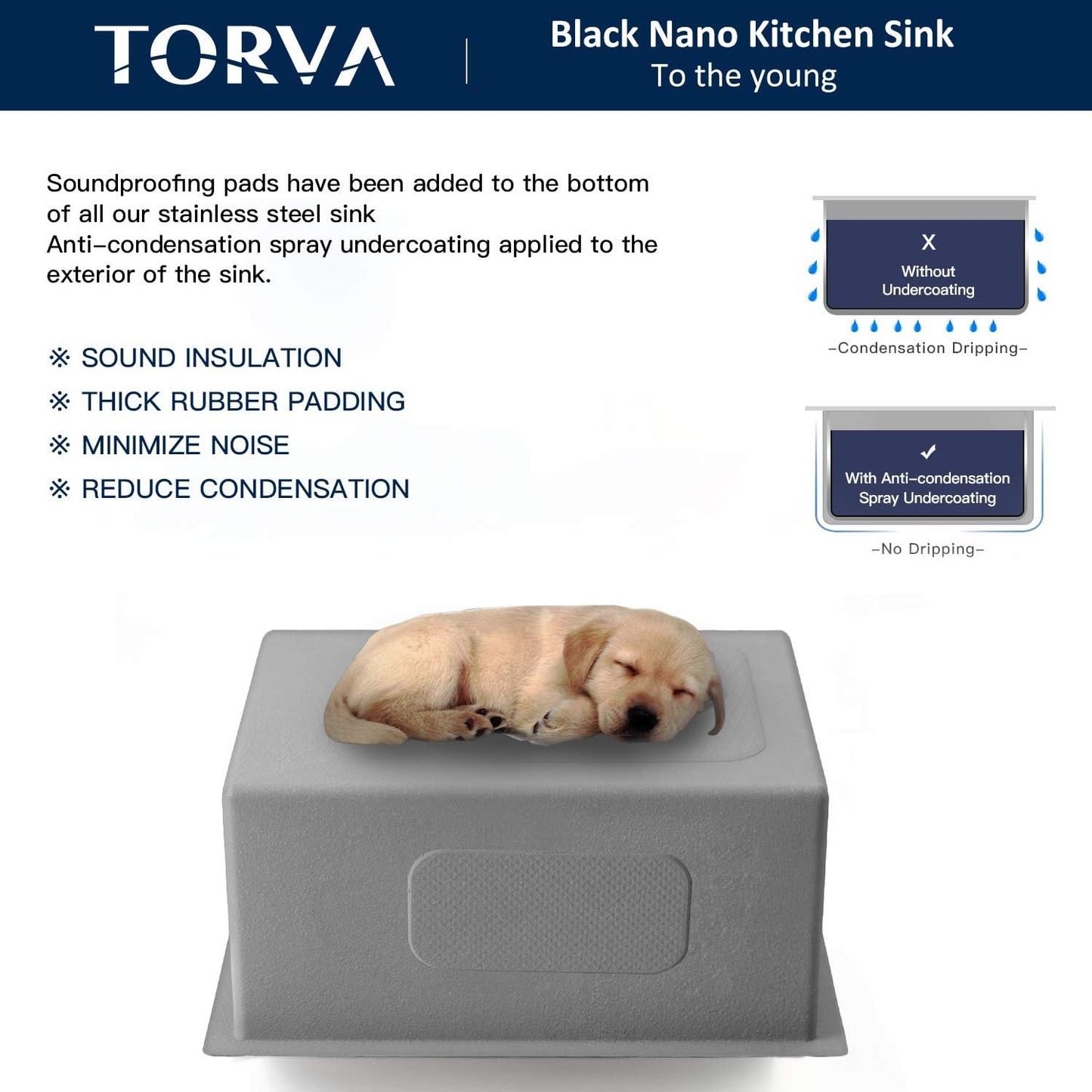 TORVA 44 x 48 23 CM Undermount Stainless Steel Kitchen Sink for Modern DEMO
