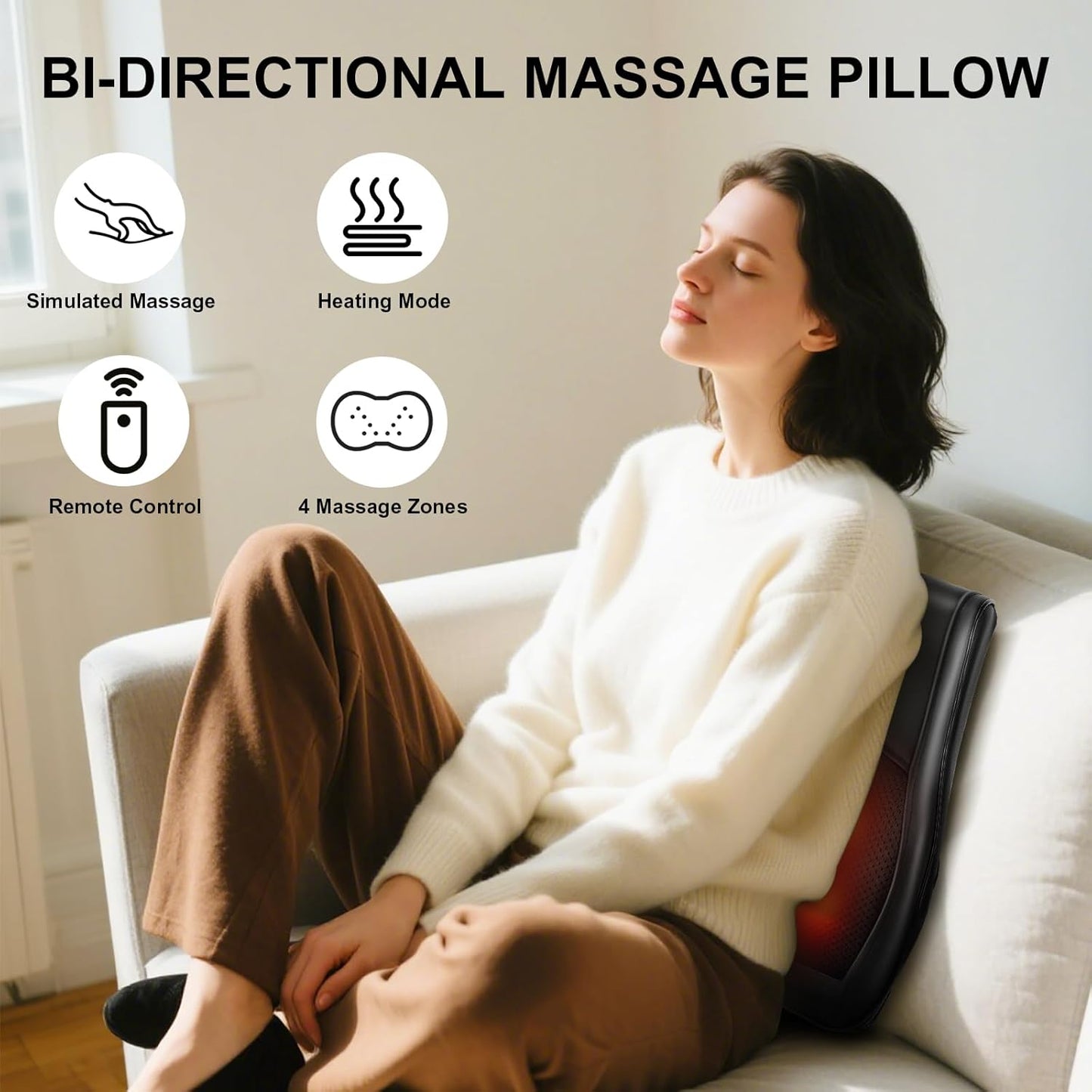 Kovizen Electric Massager Pillow with 3D Kneading Heat for Back, Neck & DEMO