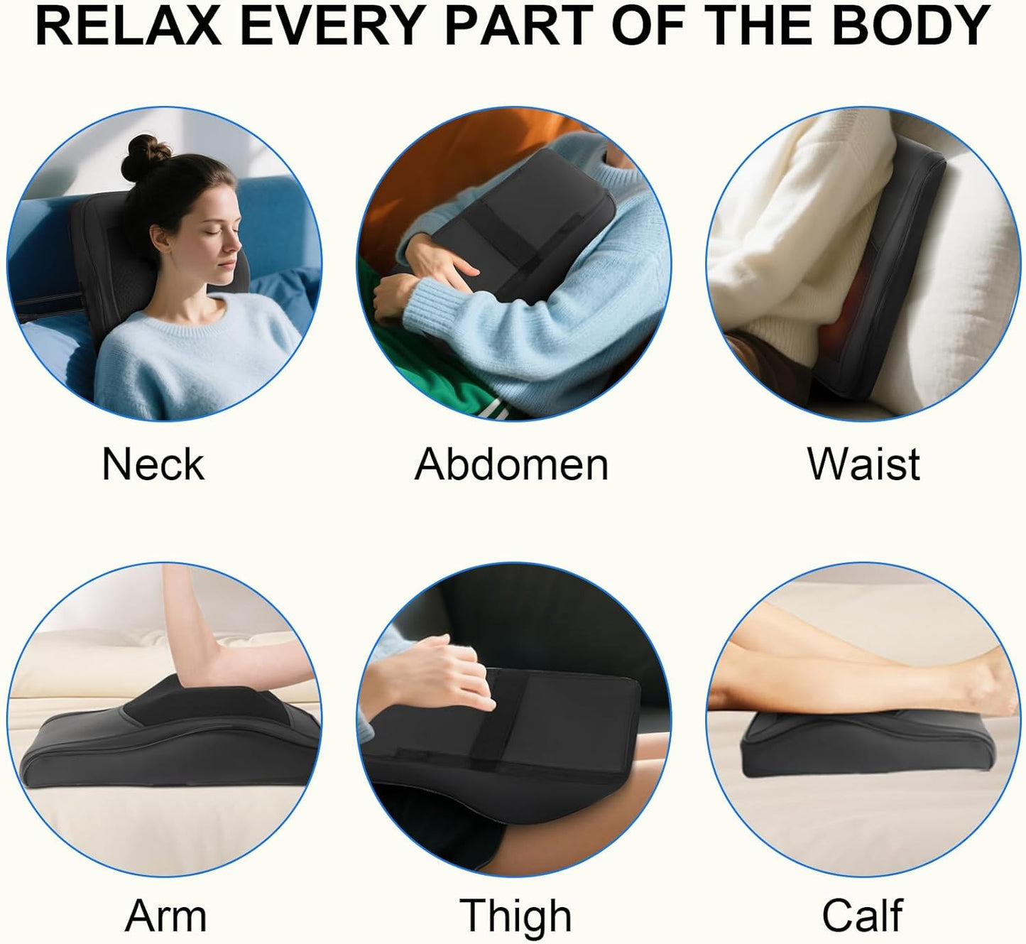 Kovizen Electric Massager Pillow with 3D Kneading Heat for Back, Neck & DEMO