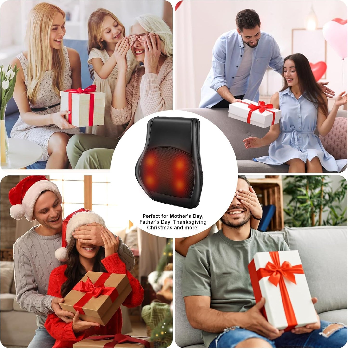 Kovizen Electric Massager Pillow with 3D Kneading Heat for Back, Neck & DEMO