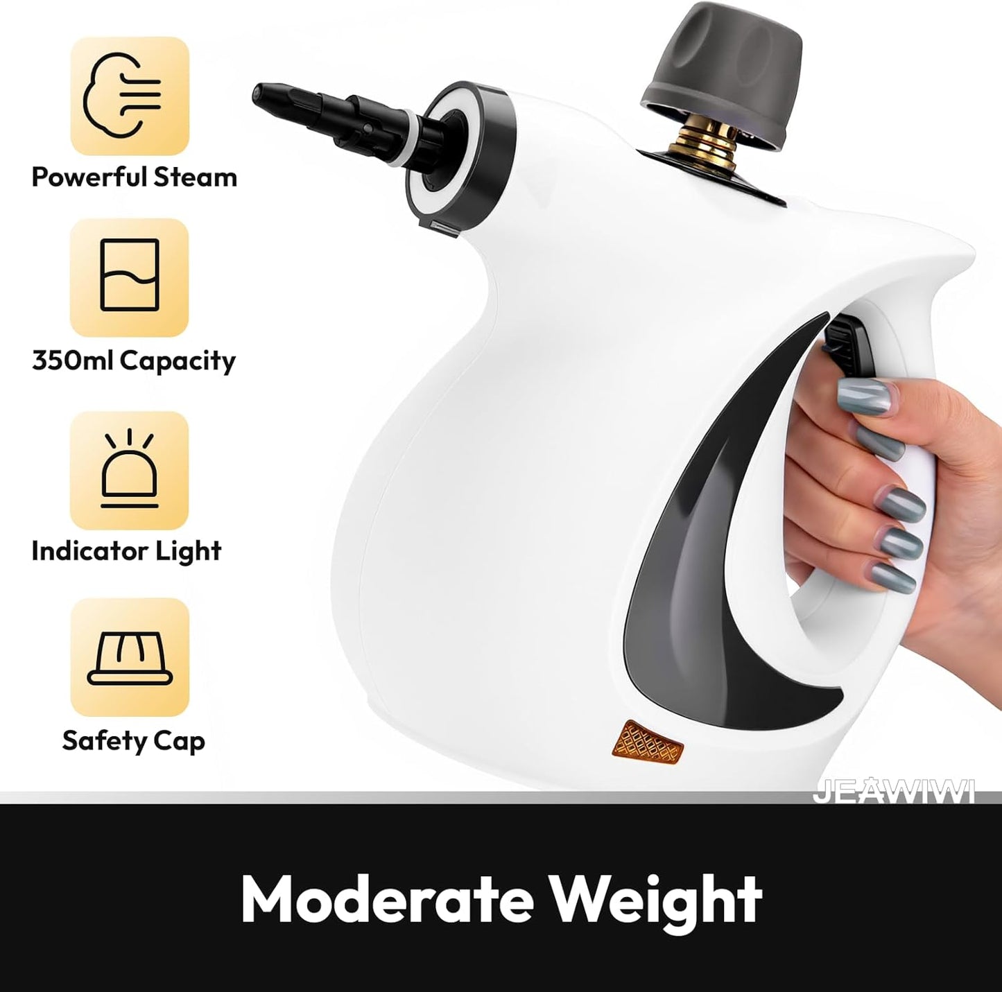 JEAWIWI Pressurized Handheld Steam Cleaner with 11 Accessories for DEMO