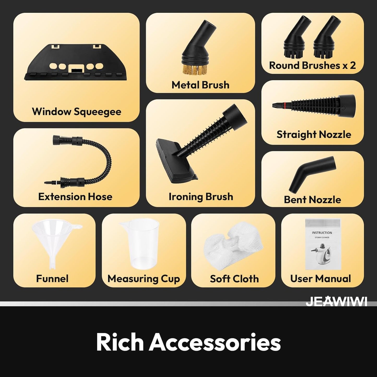 JEAWIWI Pressurized Handheld Steam Cleaner with 11 Accessories for DEMO