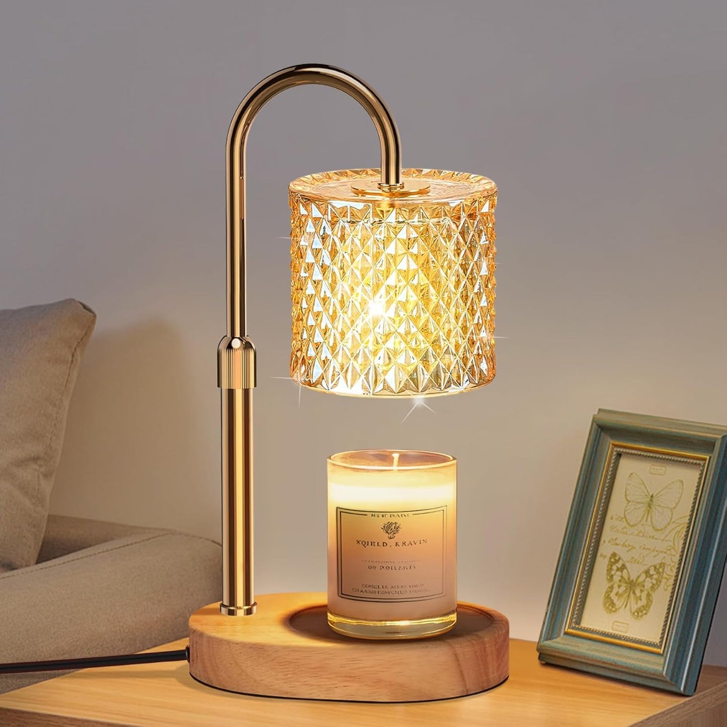 Arsir Adjustable Table Lamps Height Candle Warmer Lamp with Timer Dual-Mode Wax