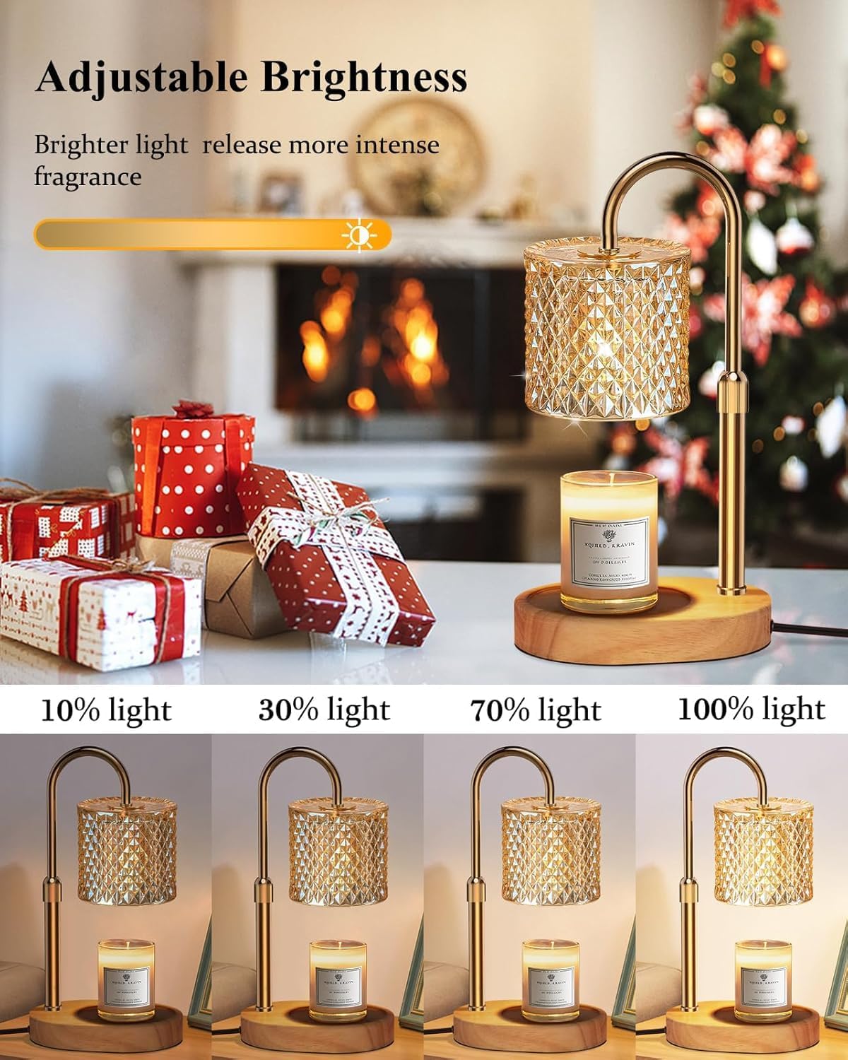 Arsir Adjustable Table Lamps Height Candle Warmer Lamp with Timer Dual-Mode Wax