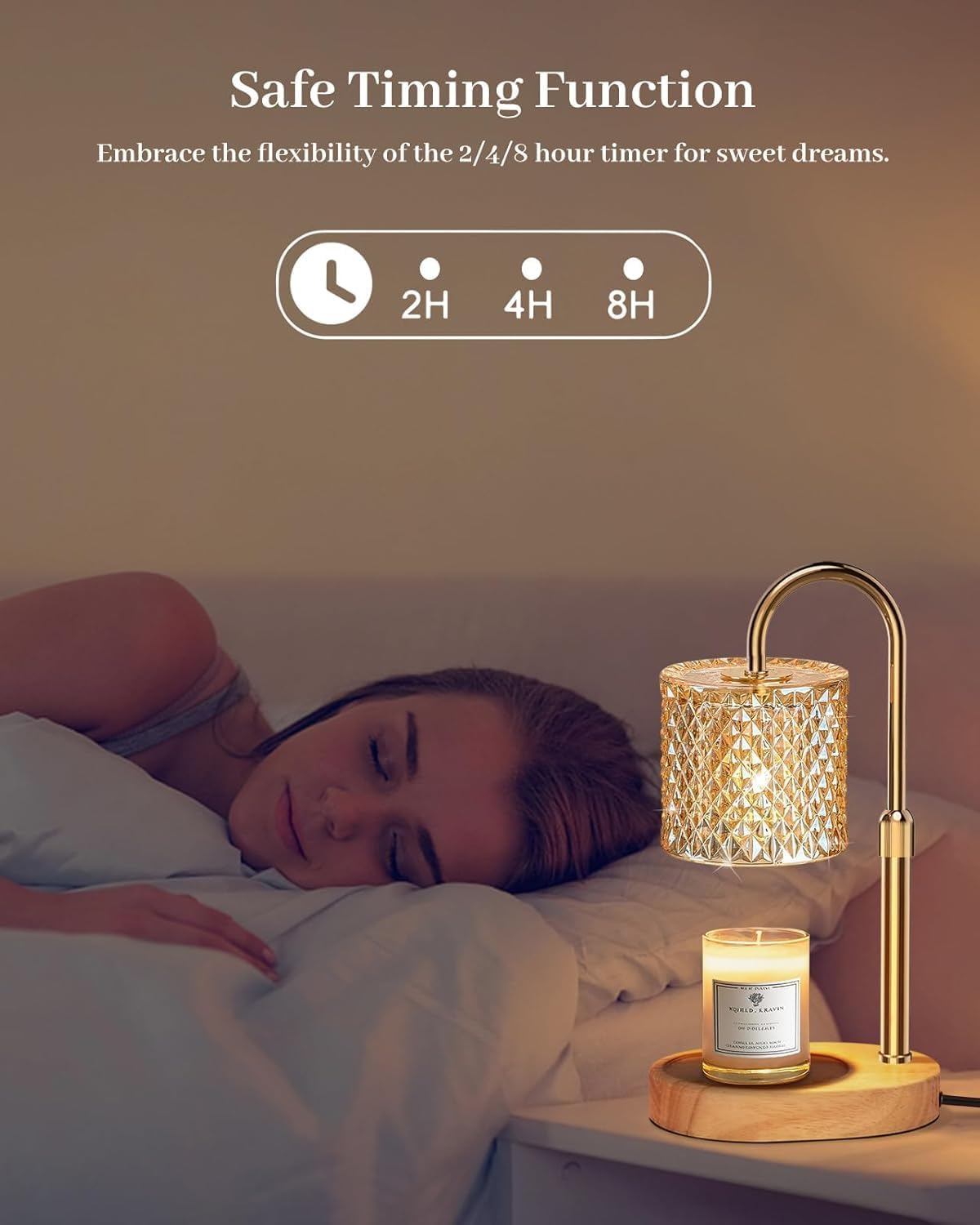 Arsir Adjustable Table Lamps Height Candle Warmer Lamp with Timer Dual-Mode Wax