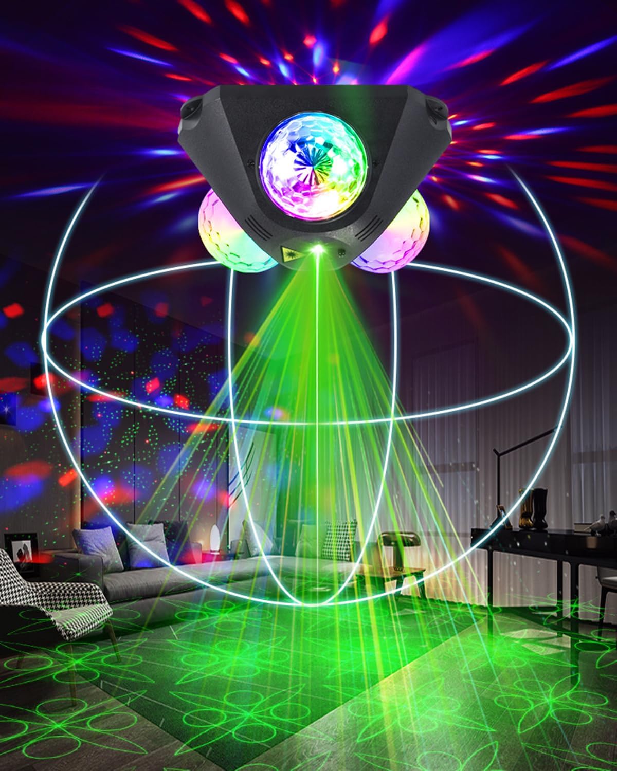 Chamglory Disco Ball Stage Lighting Lamp Sound Activated Strobe Effect DEMO
