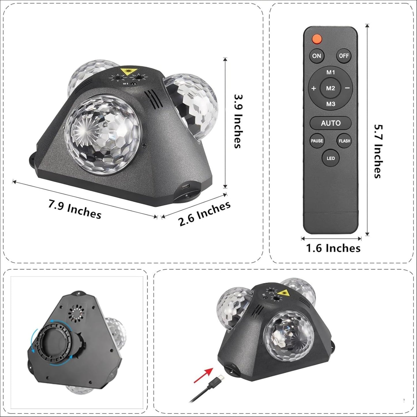 Chamglory Disco Ball Stage Lighting Lamp Sound Activated Strobe Effect DEMO