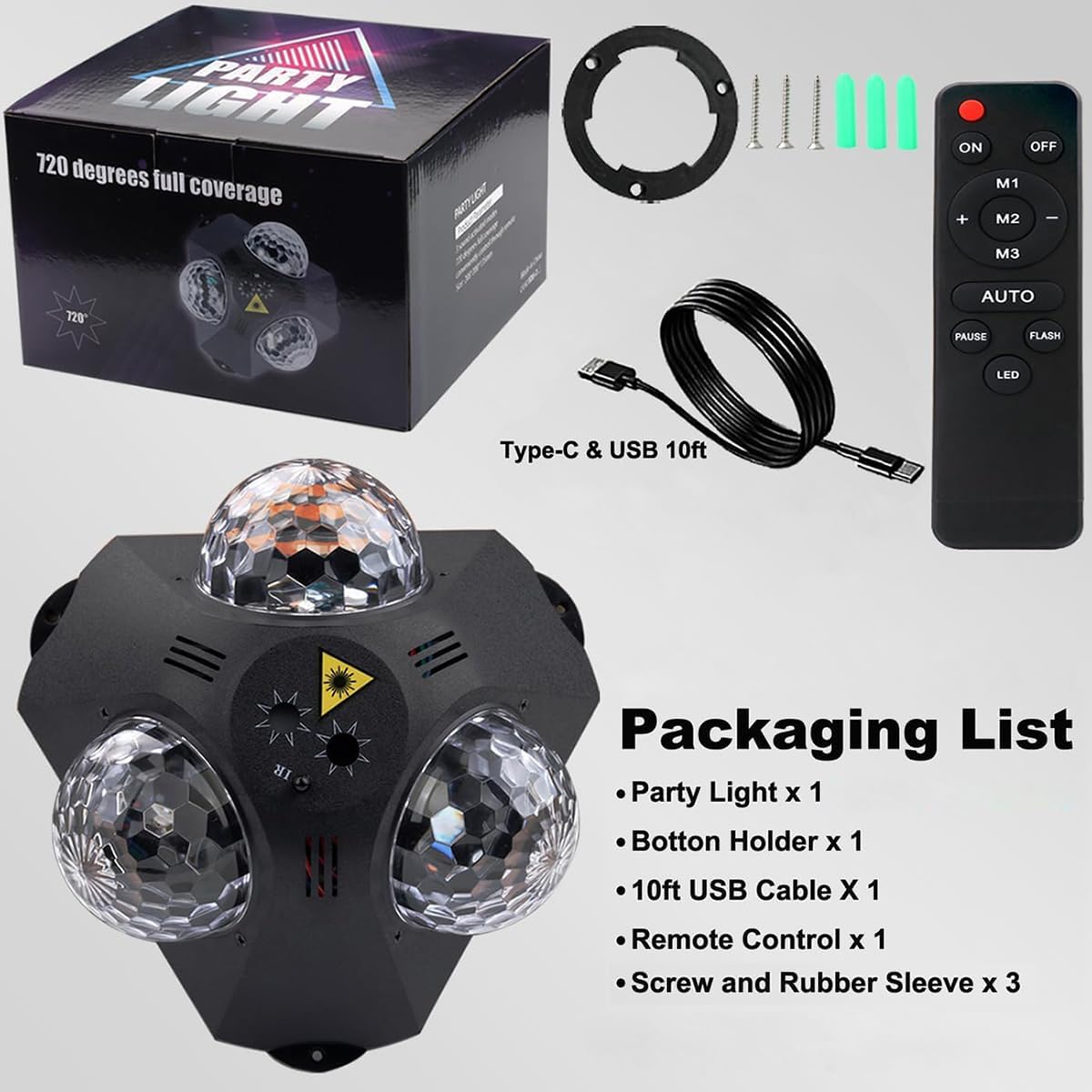 Chamglory Disco Ball Stage Lighting Lamp Sound Activated Strobe Effect DEMO