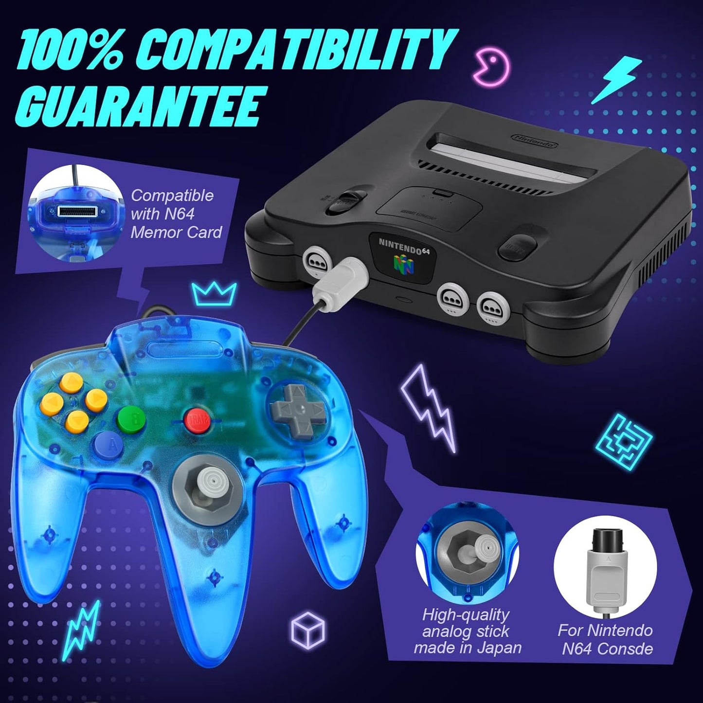 FISUPER Classic N64 Game Controller Gamepad Joystick Wired Accessories DEMO