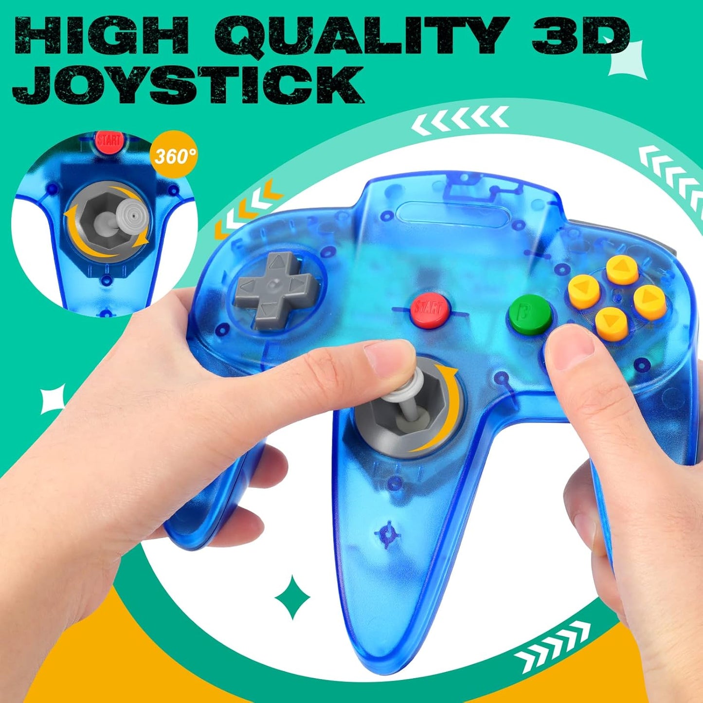 FISUPER Classic N64 Game Controller Gamepad Joystick Wired Accessories DEMO