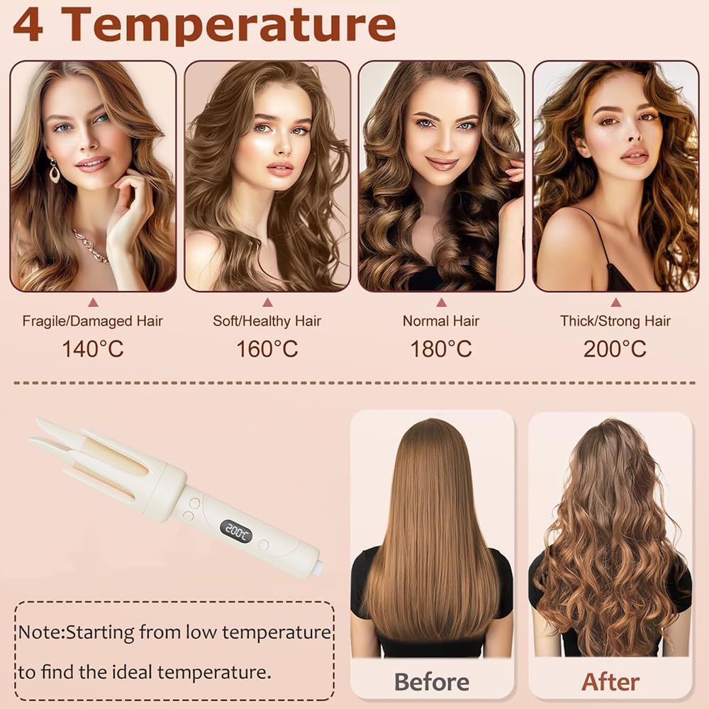 Frafuo Automatic Curling Tongs Rotating Hair Curler with LCD Display DEMO