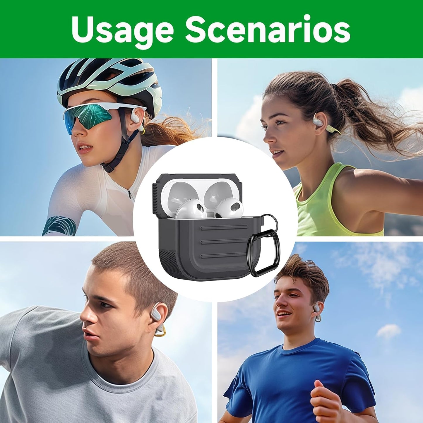 Shingidea Shock Resistant Silicone AirPods 3 Protective Cases Black Beige DEMO