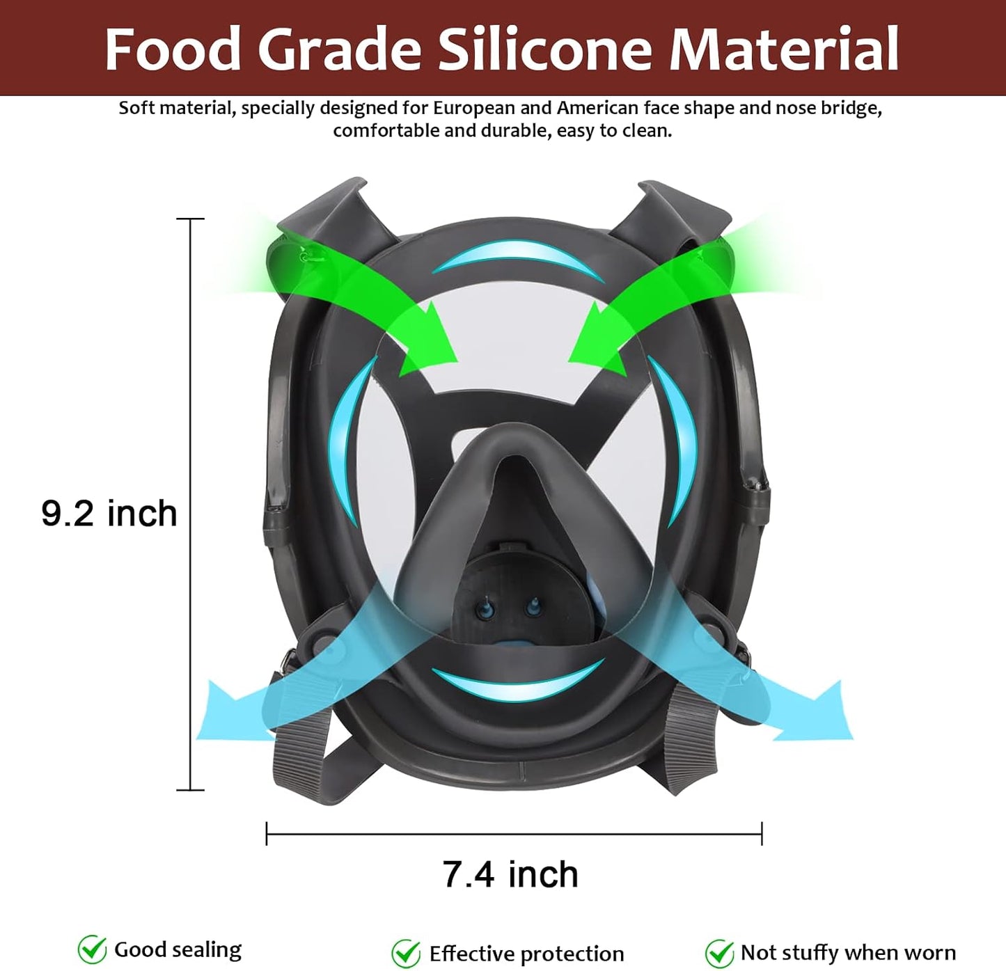 ASNABYYA Full Face Respirator Mask with Filters Wide Field of View Size 1 DEMO
