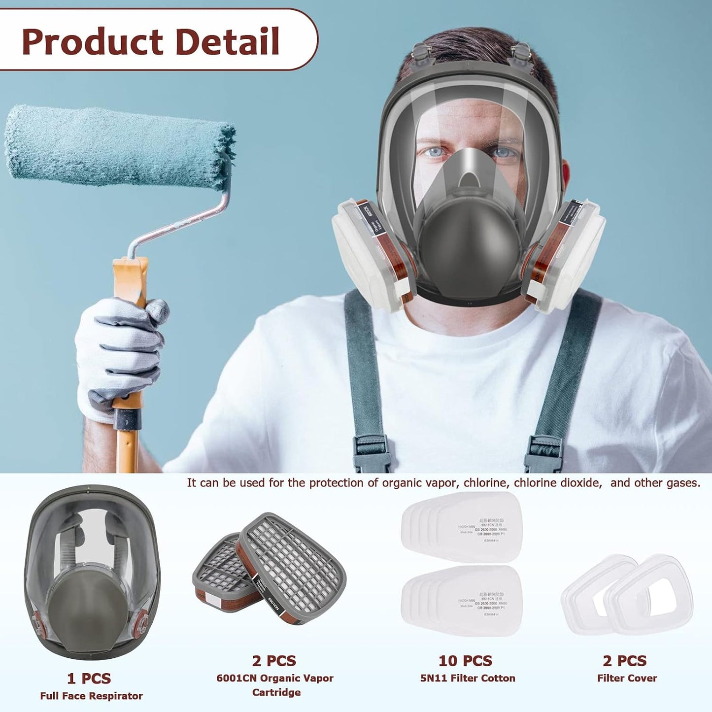ASNABYYA Full Face Respirator Mask with Filters Wide Field of View Size 1 DEMO
