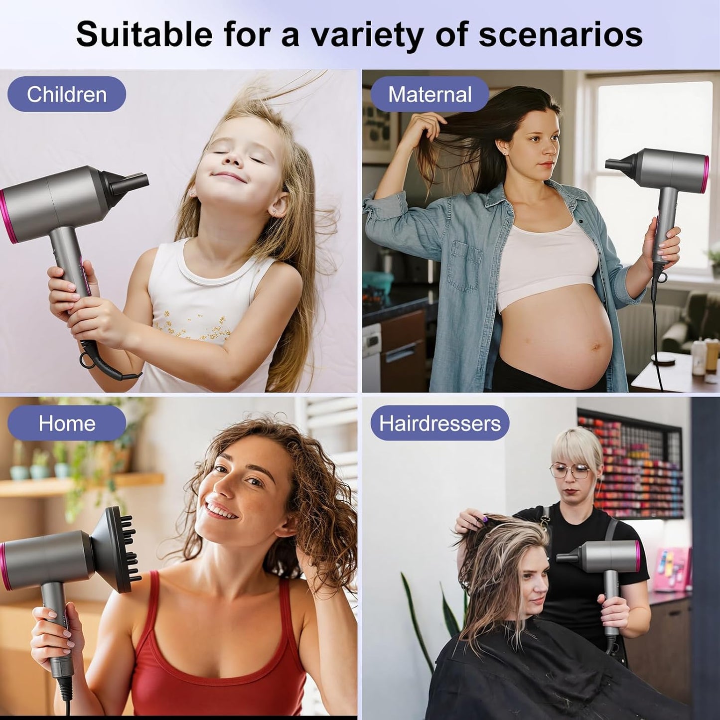 ManKami Professional 1800W Salon Hair Dryer with Negative Ions for Fast DEMO