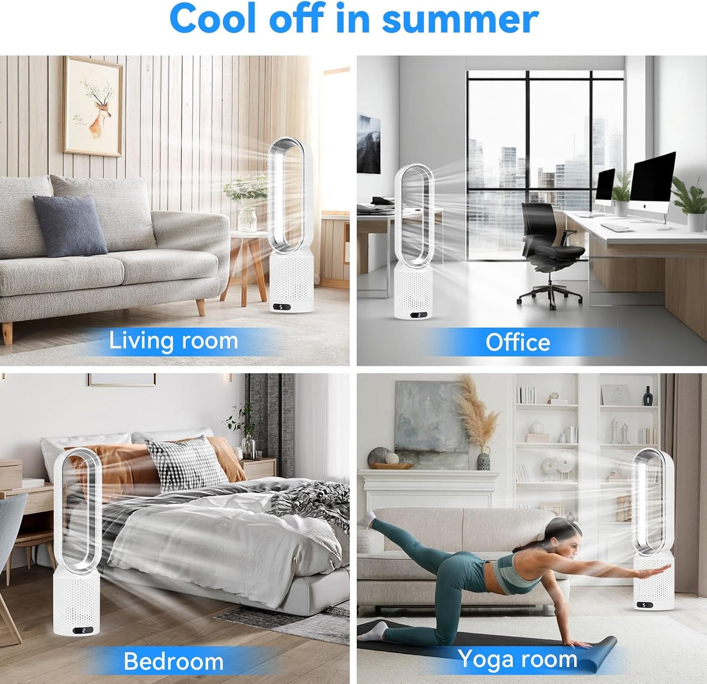 Shearly 20" Quiet Silver Tower Fan with 90° Oscillation & Remote Control DEMO