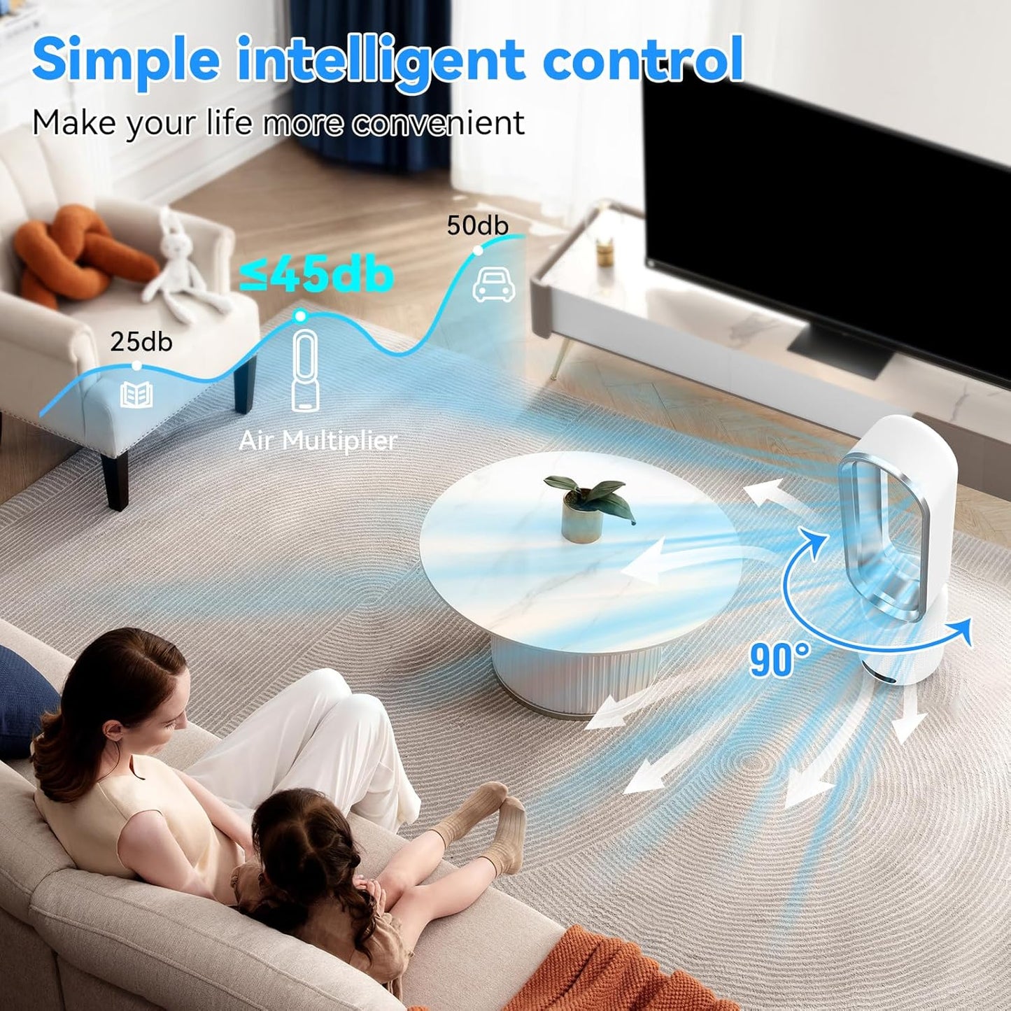 Shearly 20" Quiet Silver Tower Fan with 90° Oscillation & Remote Control DEMO