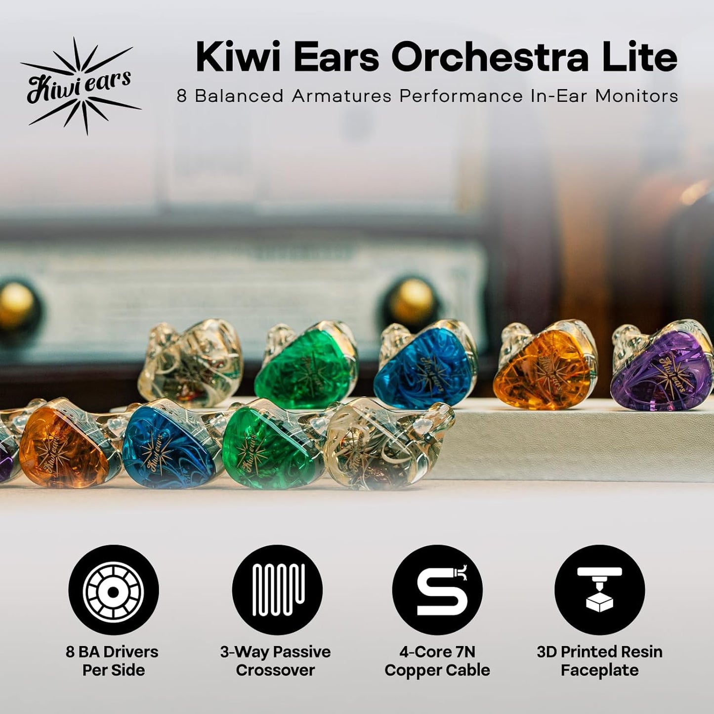 Linsoul Orchestra Lite 8-Driver In-Ear Monitor Custom IEM Clear Earphones NEW