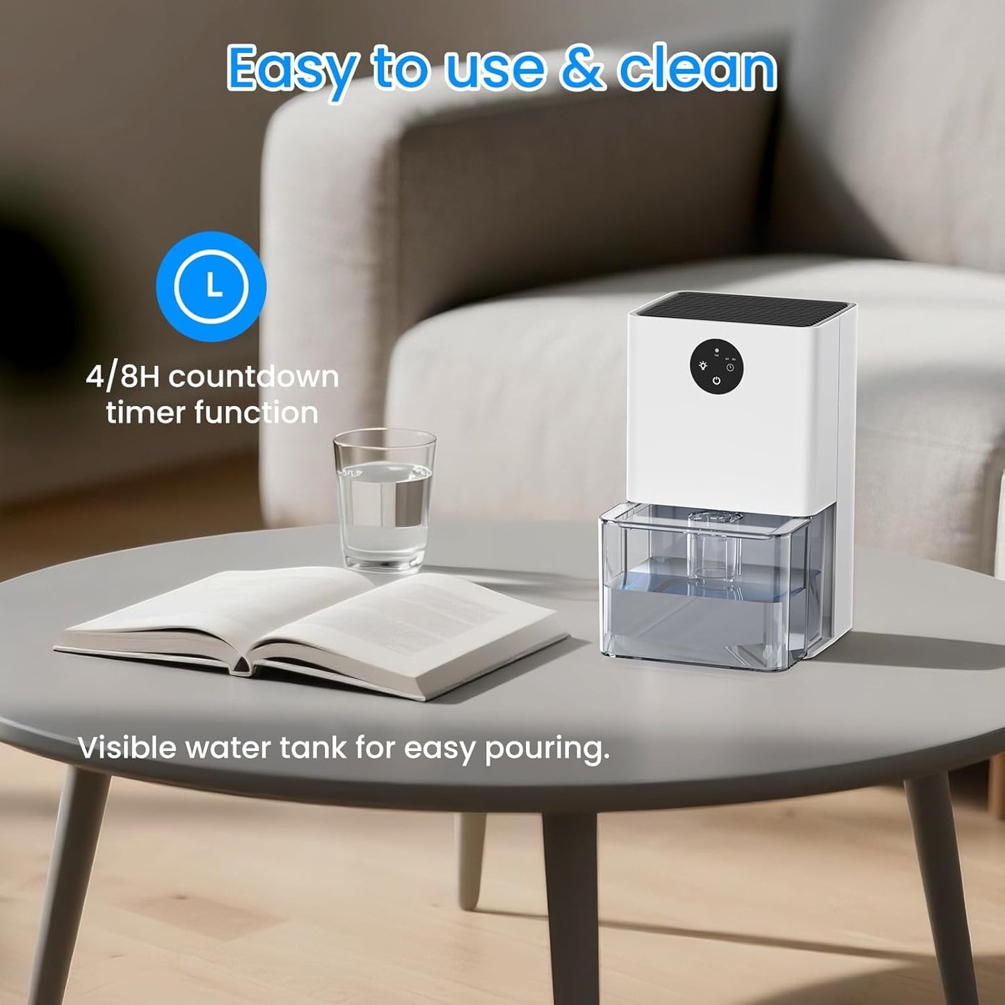 XICEN 2000ML Air Purifier Dehumidifier for Home Damp Removal LED White NEW