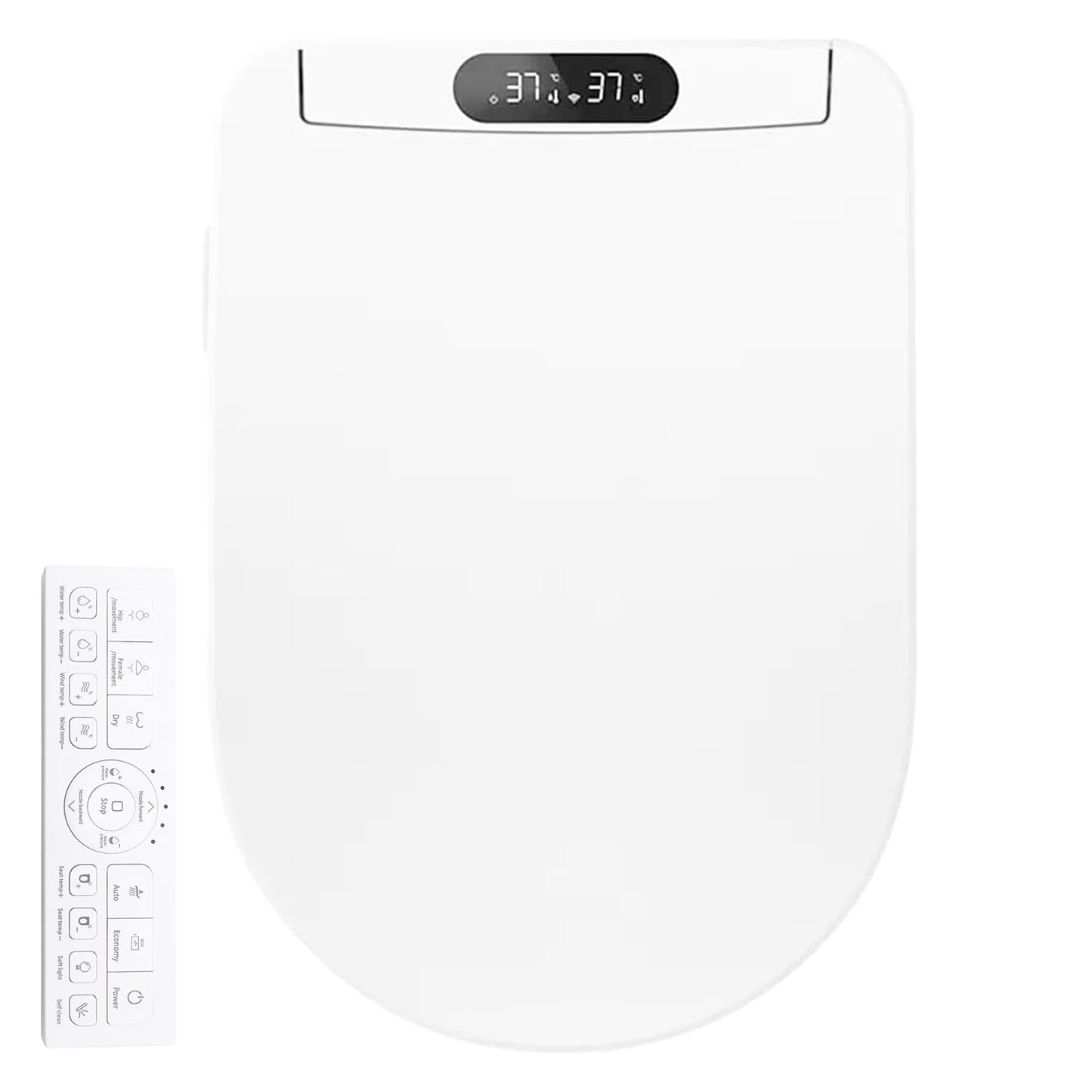 MINYII Heated Smart Toilet Seat with Wireless Remote Control, White, DEMO