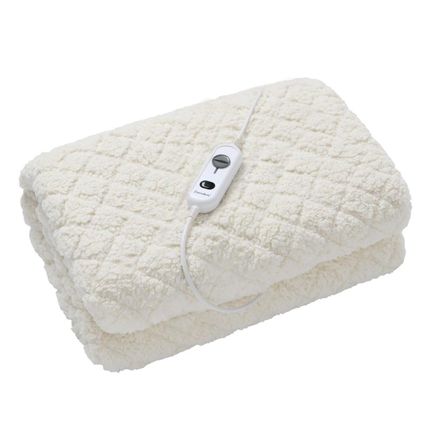Dreamaker Quilted Sherpa Fleece Electric Blanket Soft Warm White Single DEMO