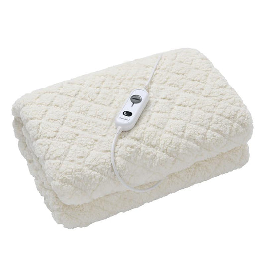 Dreamaker Quilted Sherpa Fleece Electric Blanket Soft Warm White Single DEMO