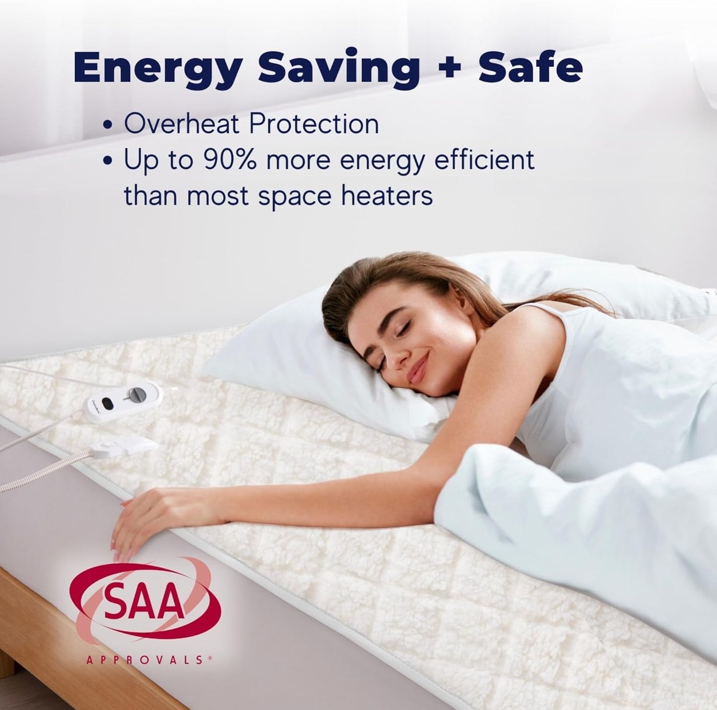 Dreamaker Quilted Sherpa Fleece Electric Blanket Soft Warm White Single DEMO