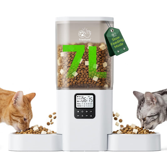 Frienhund Automatic Pet Feeder, 7L Dual Slow Feed, White, Programmable DEMO