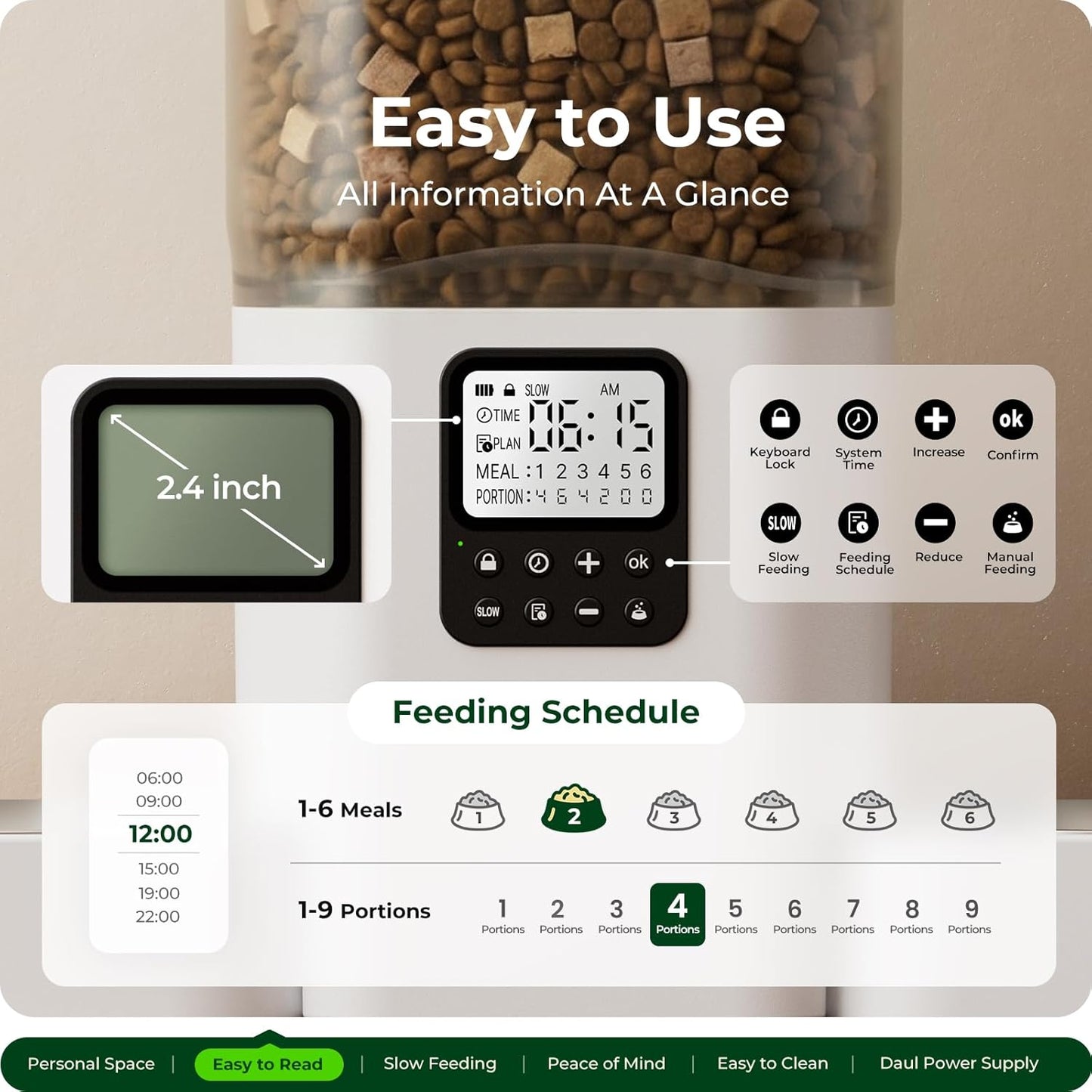 Frienhund Automatic Pet Feeder, 7L Dual Slow Feed, White, Programmable DEMO