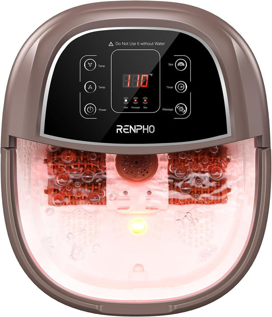 RENPHO Electric Foot Spa Massager with Heat, Massage Jets, Brown - DEMO