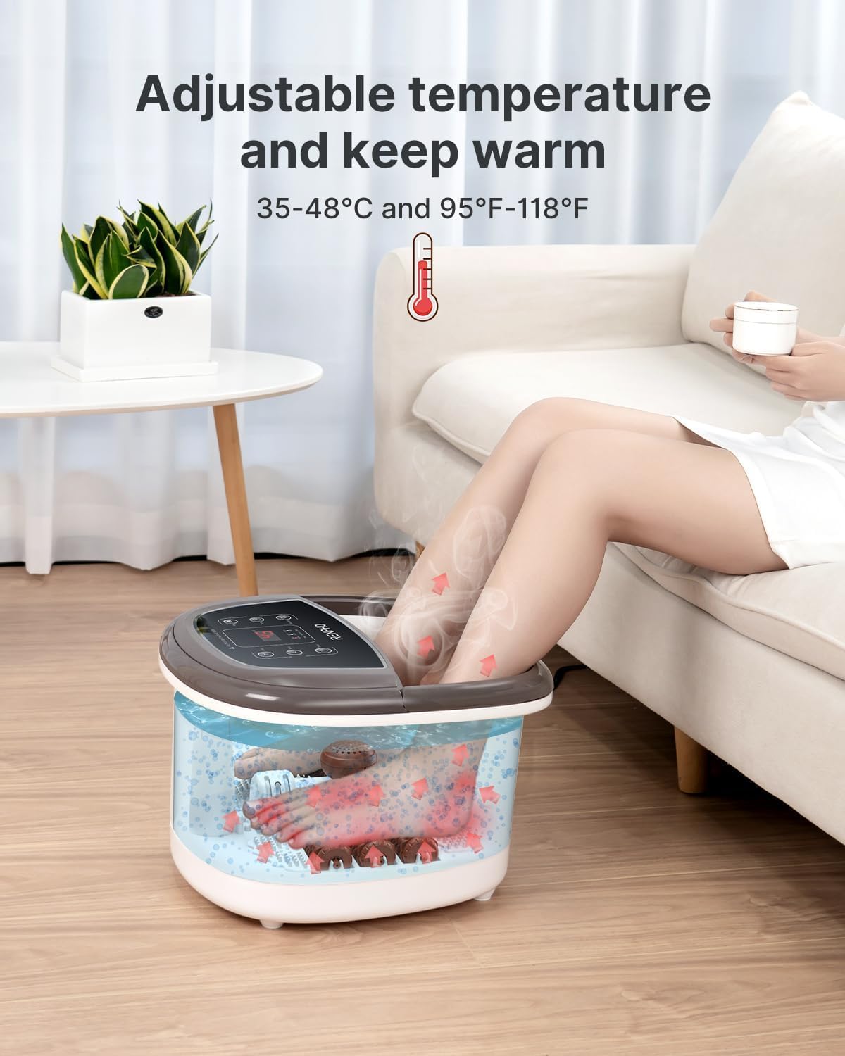 RENPHO Electric Foot Spa Massager with Heat, Massage Jets, Brown - DEMO