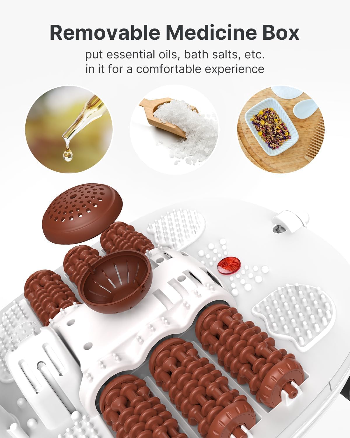RENPHO Electric Foot Spa Massager with Heat, Massage Jets, Brown - DEMO