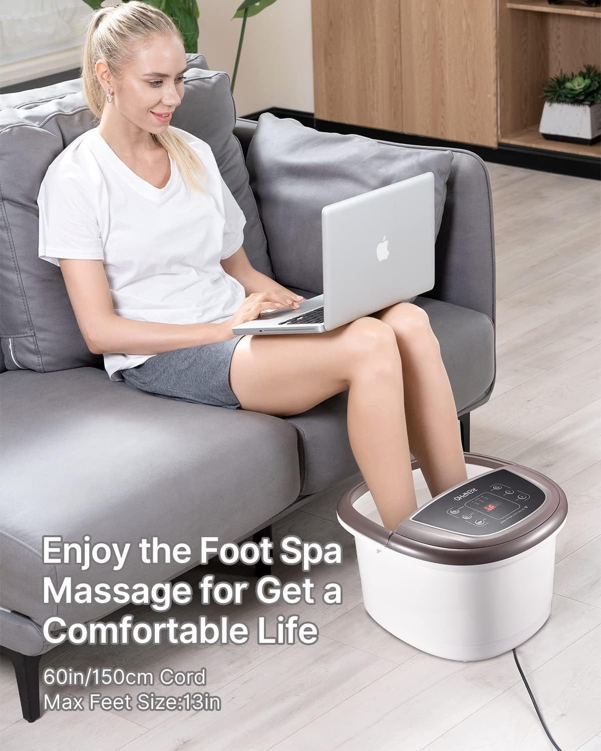 RENPHO Electric Foot Spa Massager with Heat, Massage Jets, Brown - DEMO