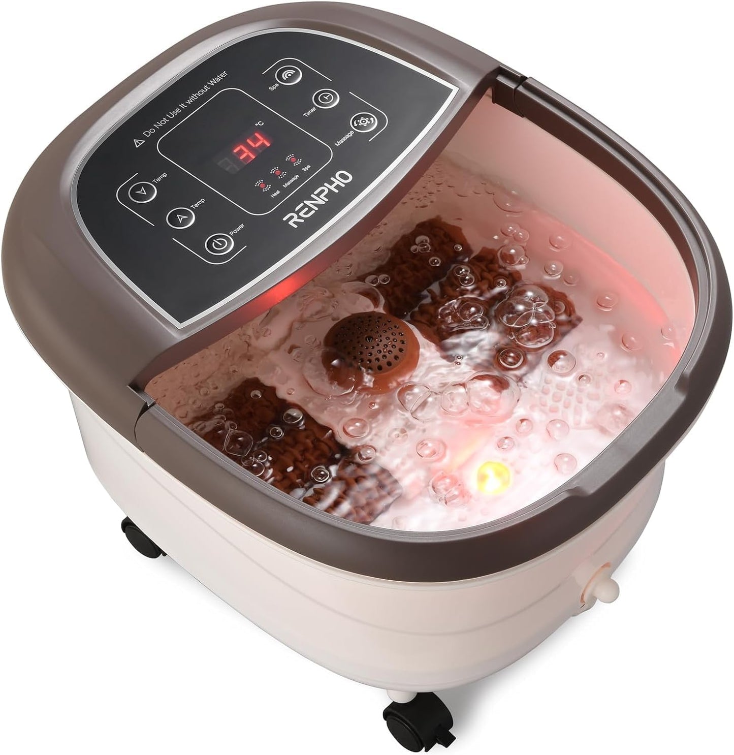 RENPHO Electric Foot Spa Massager with Heat, Massage Jets, Brown - DEMO