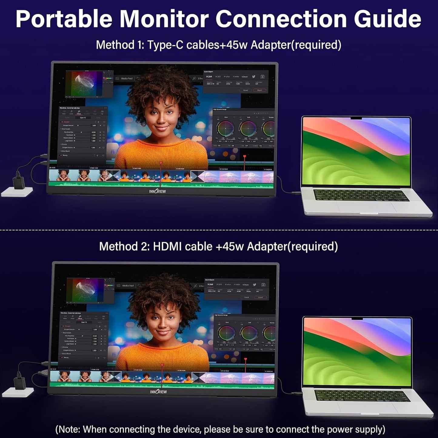 InnoView 23.8" Monitors 2K 100Hz Portable Monitor, 100% sRGB, Fast IPS, DEMO