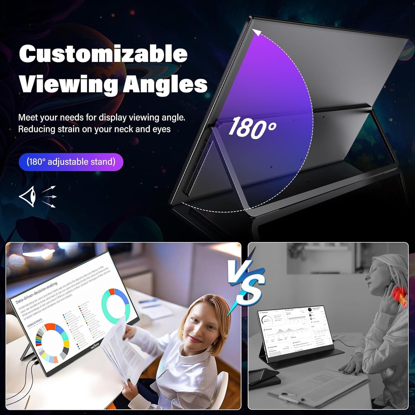 InnoView 23.8" Monitors 2K 100Hz Portable Monitor, 100% sRGB, Fast IPS, DEMO
