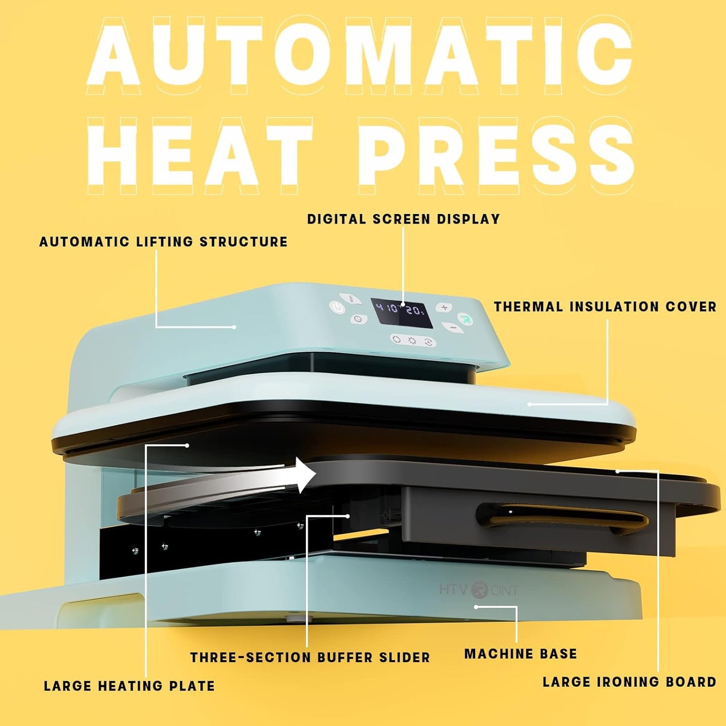 HTVRONT 15"x15" Smart Auto Heat Press Machine for T-Shirt Iron-On Transfers DEMO