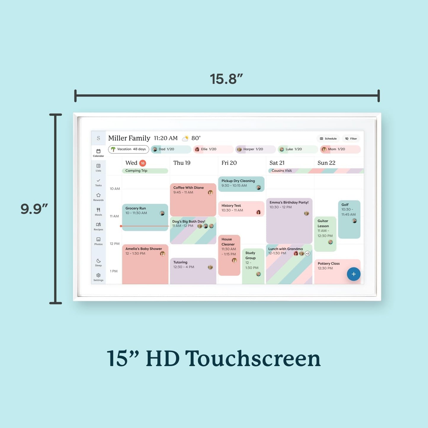 Skylight 15 Inch Wall Planner Digital Calendar & Chore Chart Smart DEMO