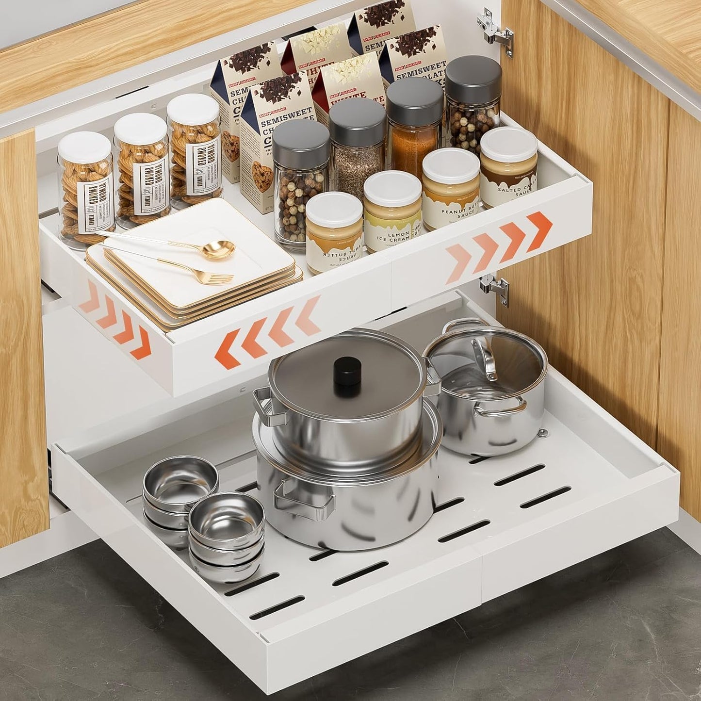 OABKIY Expandable Pull Out Cabinet Organizer 12.4"-20.5" Kitchen Storage DEMO