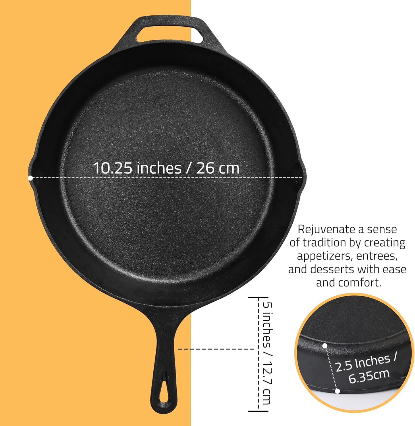 KICHLY Pre-Seasoned Cast Iron Skillet Frying Pan Durable Nonstick Cooking DEMO
