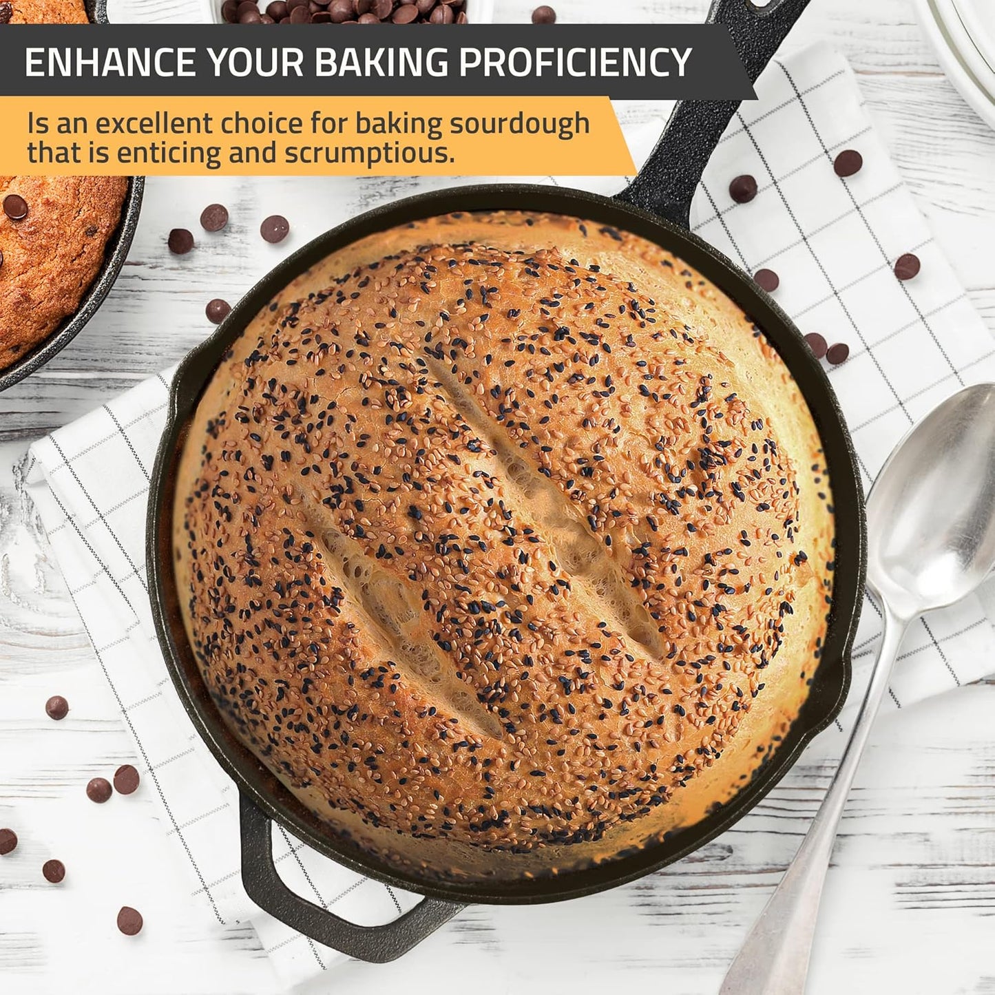 KICHLY Pre-Seasoned Cast Iron Skillet Frying Pan Durable Nonstick Cooking DEMO