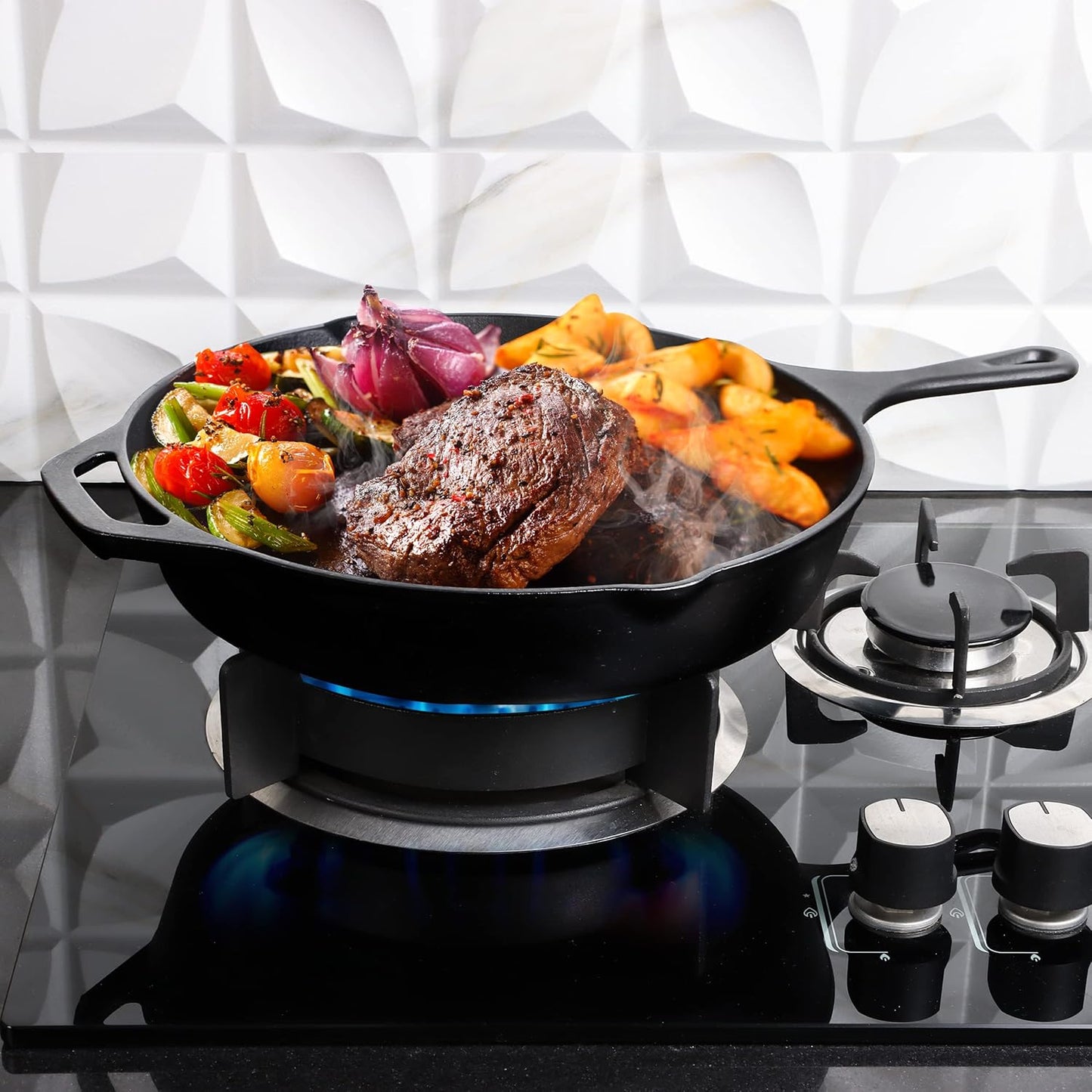 KICHLY Pre-Seasoned Cast Iron Skillet Frying Pan Durable Nonstick Cooking DEMO