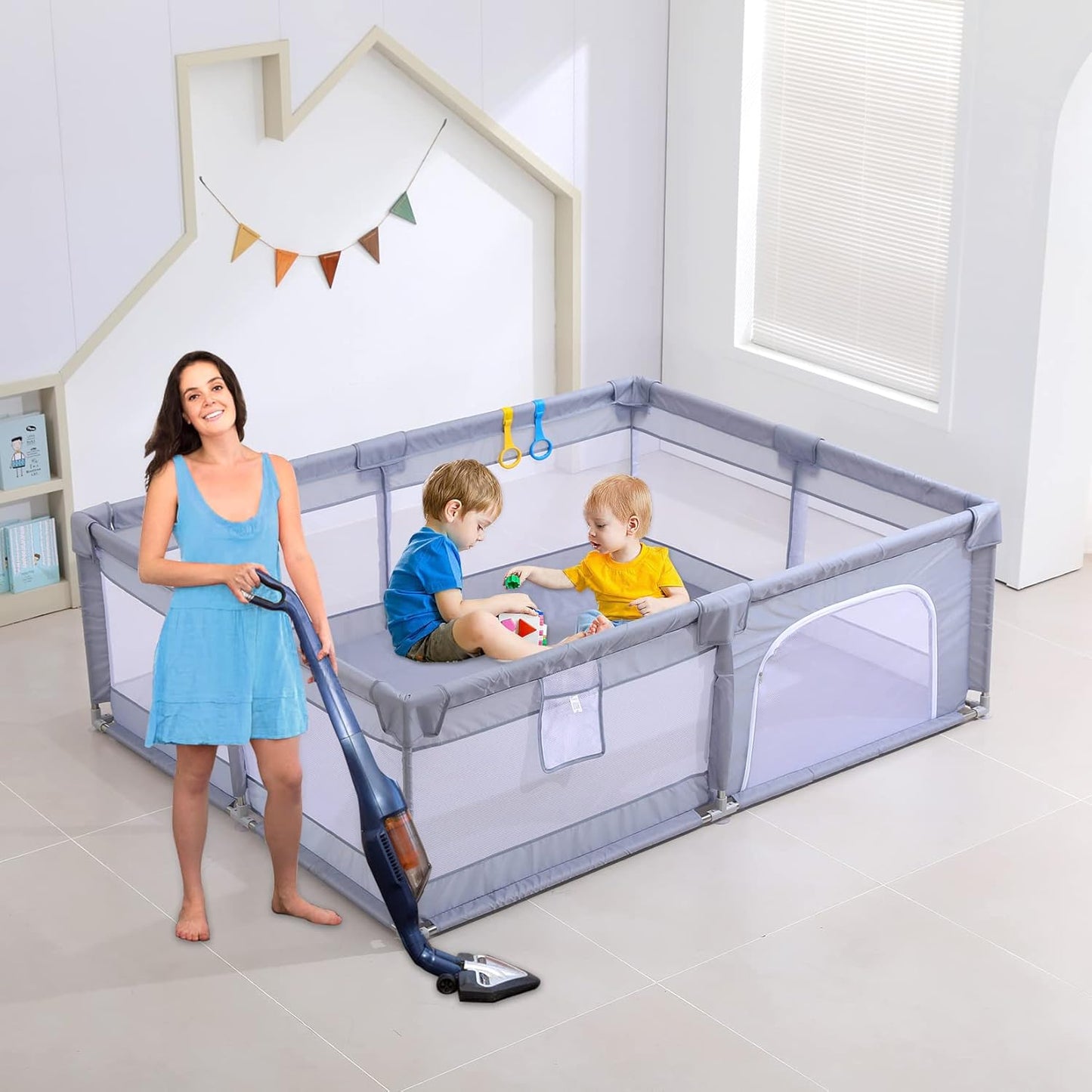 Infant Shining Gray Playard Furniture for Toddler Recreation Area DEMO
