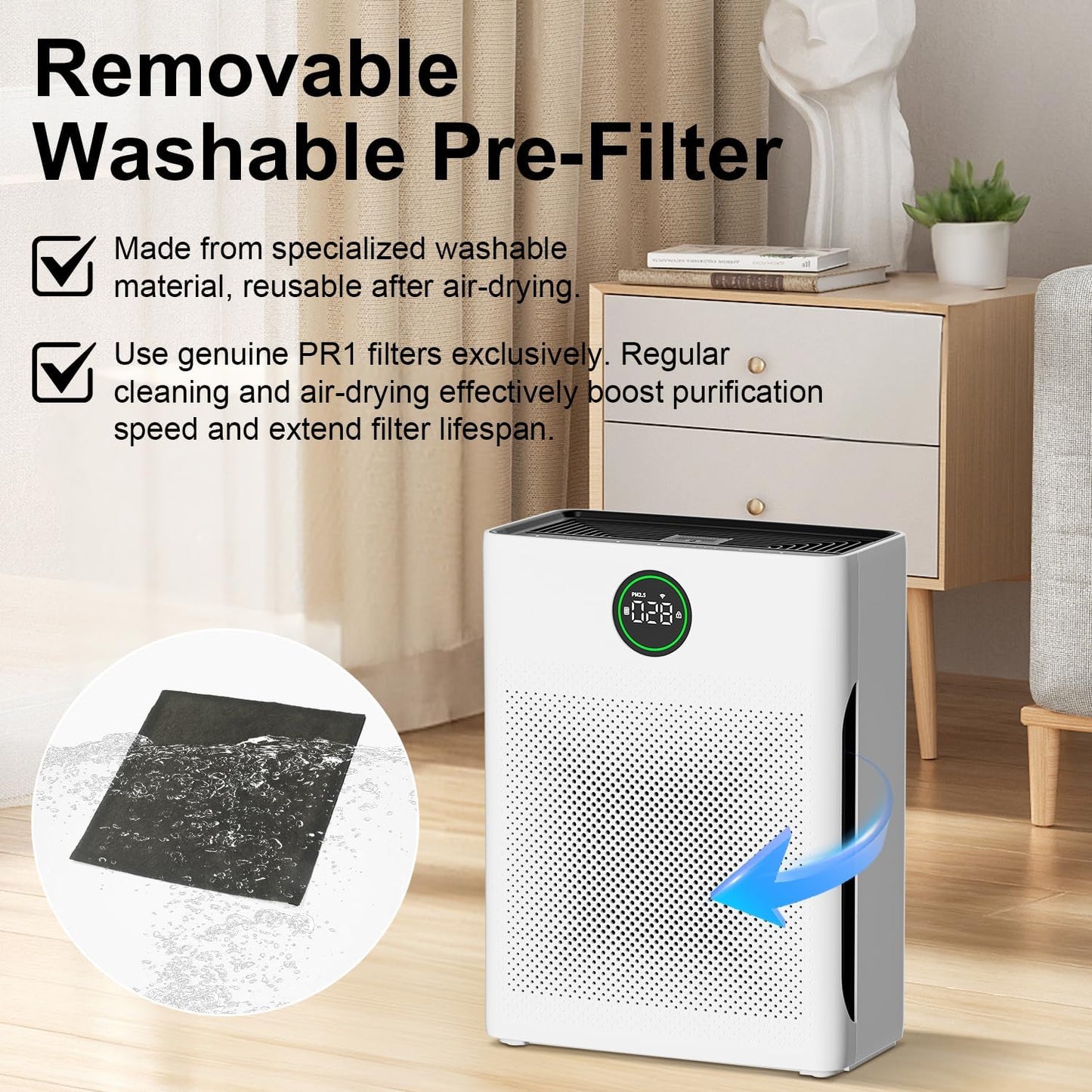 Yildue Air Air Purifiers Purifier for Home Covers Up to 204m² HEPA Filter DEMO