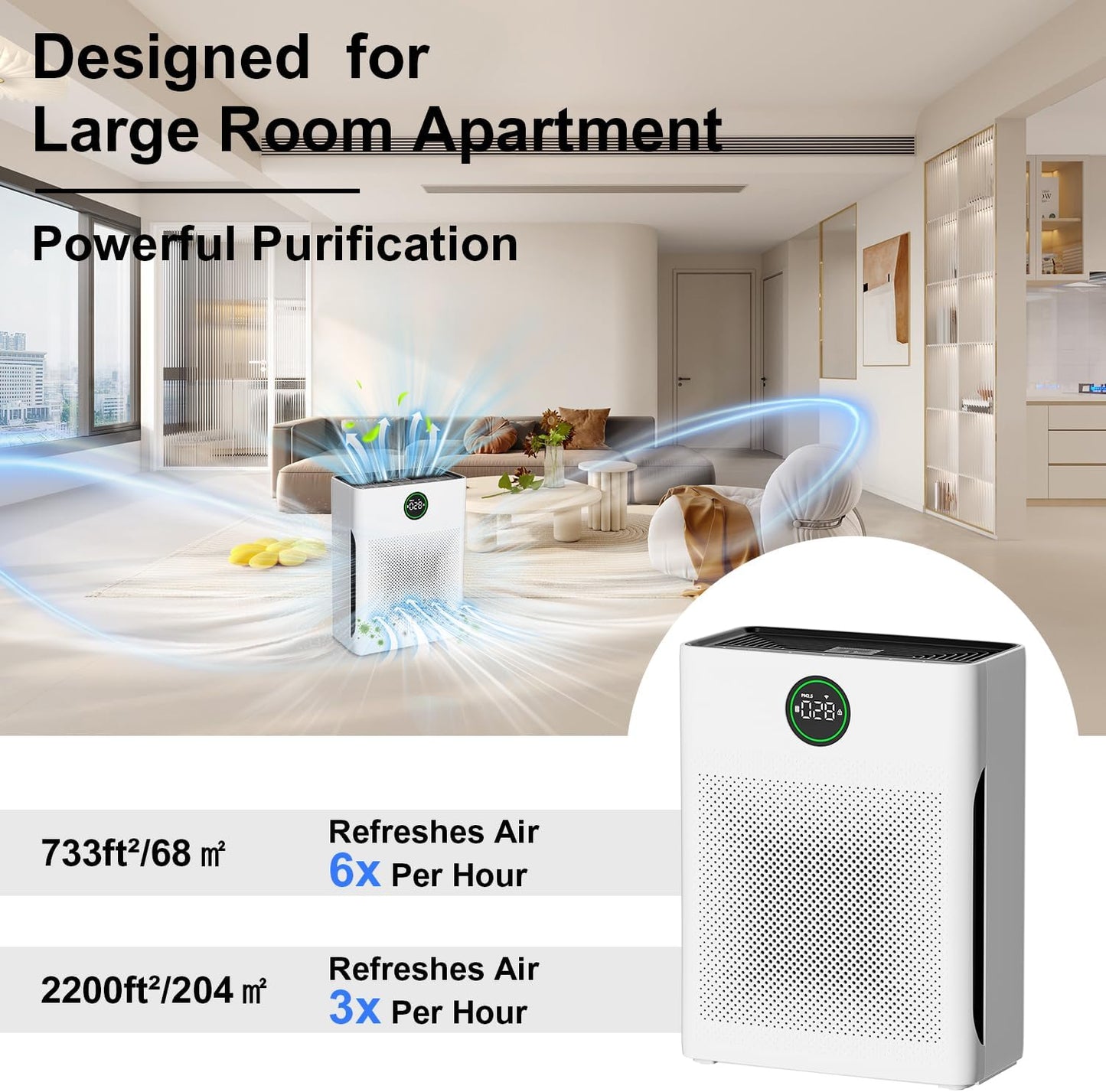 Yildue Air Air Purifiers Purifier for Home Covers Up to 204m² HEPA Filter DEMO