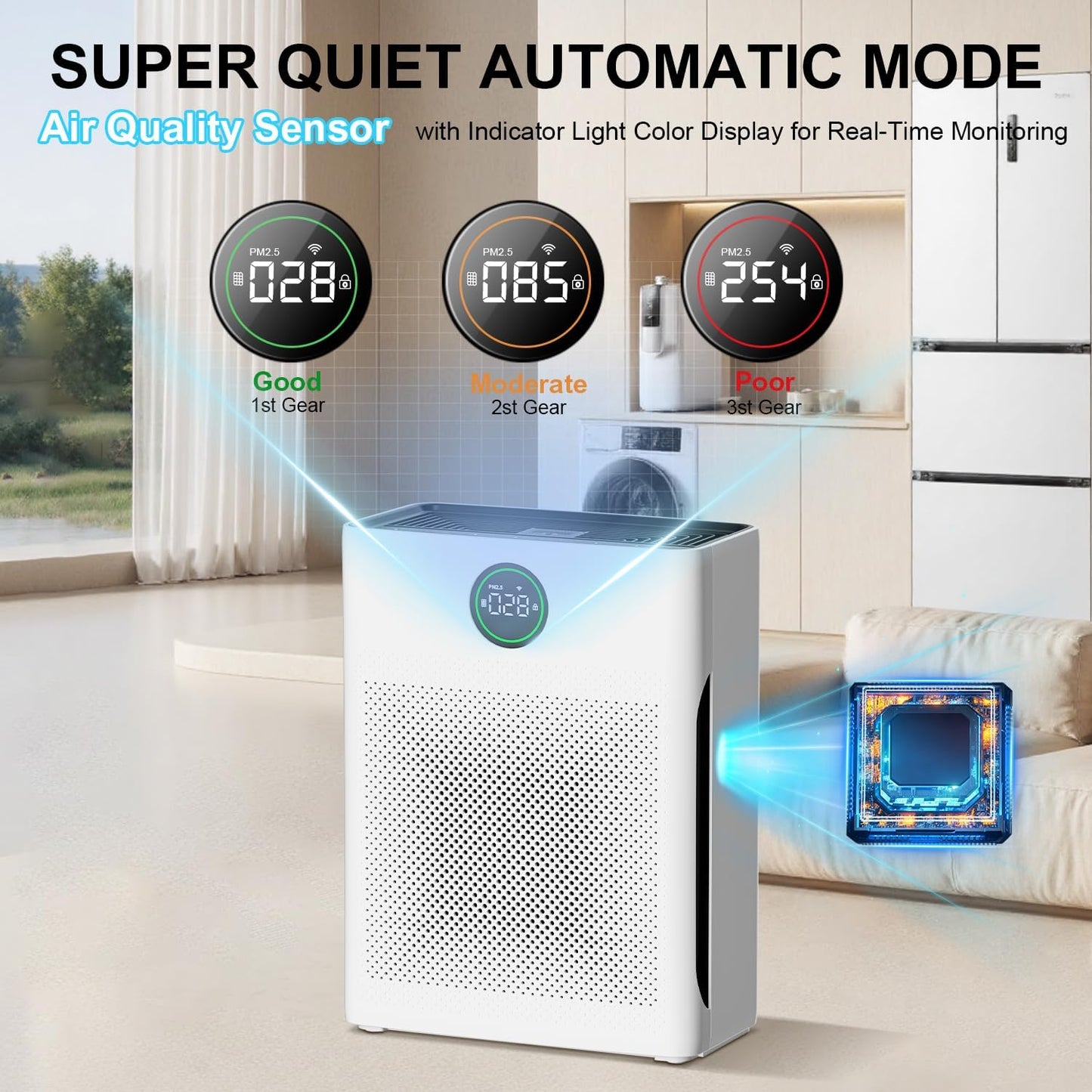 Yildue Air Air Purifiers Purifier for Home Covers Up to 204m² HEPA Filter DEMO