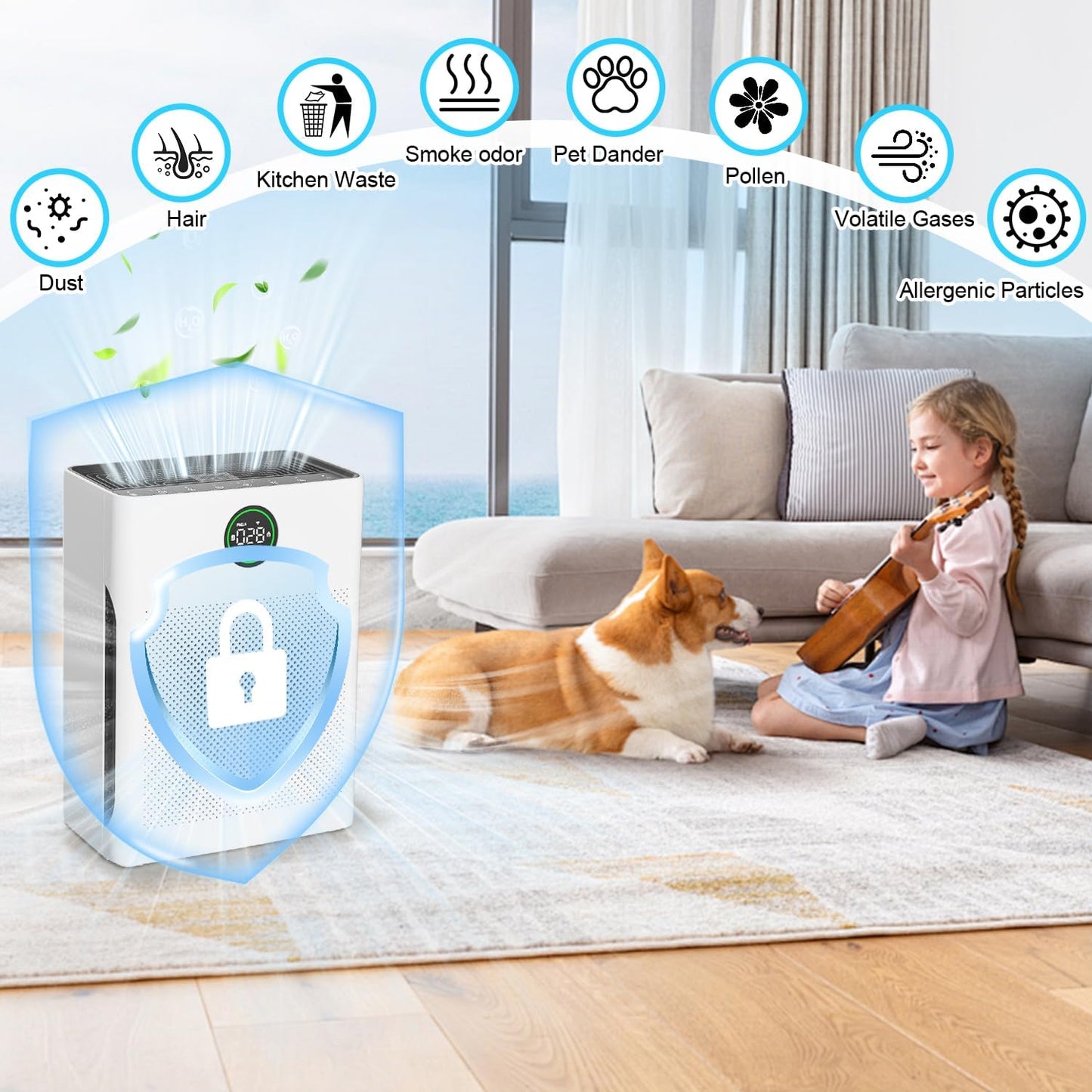 Yildue Air Air Purifiers Purifier for Home Covers Up to 204m² HEPA Filter DEMO