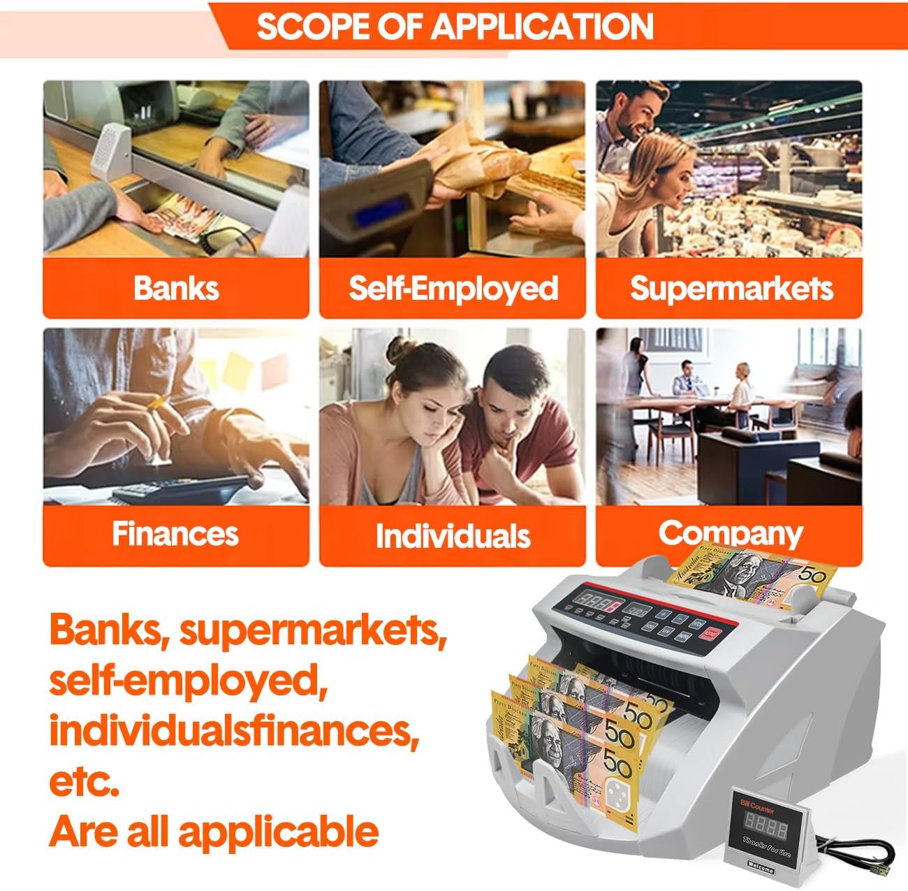 Aumerage Automatic Money Counter Machine with UV Detection High-Speed DEMO